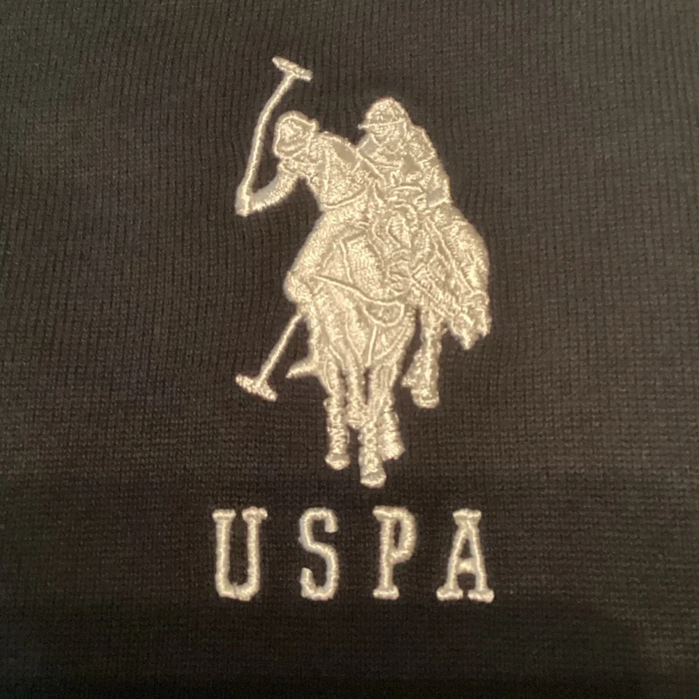 U.S. Polo Assn. Navy V-Neck Sleeveless Sweater Vest with White Trim